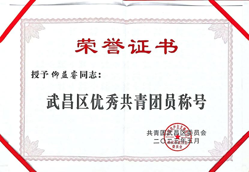 喜报！团武昌区委表彰beat365四个先进集体和个人！